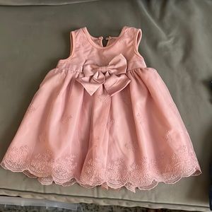 Katie M | Tulle Pink Embroidered Dress With Bow Detail 6-9 Months Dressy Formal